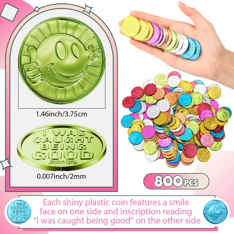 Zubebe 800 Pcs Behavior Tokens Bulk Caught being Good Incentive Coins Reward Behavior Tokens for Kids Colorful Plastic Coins School Teacher Reward and Prize Supplies Reward Play Counting Party Favors - Image 3